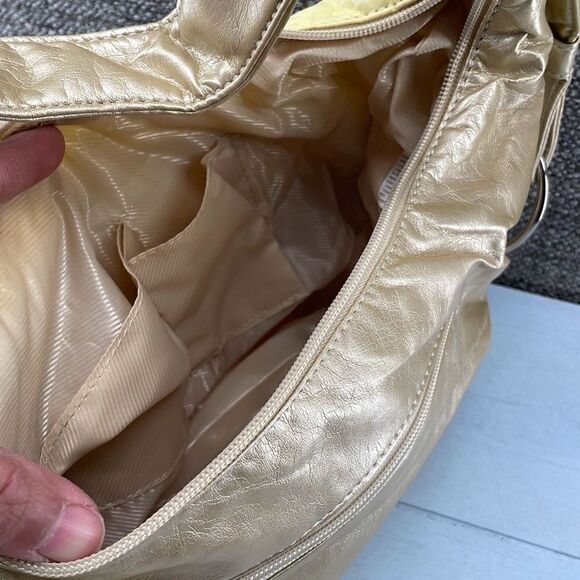 Vintage Shoulder Bag Medium Rainbow Vegan Leather Hobo Patchwork 80s‎ 90s Theme - Picture 7 of 8